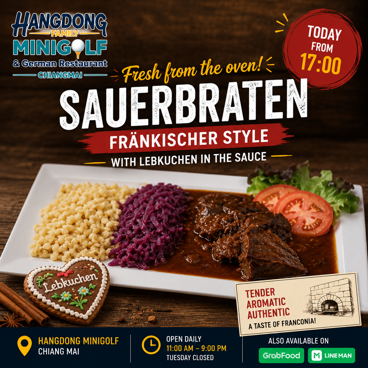 Authentic Franconian Sauerbraten in Chiang Mai – Fresh From the Oven at Hangdong Family Minigolf