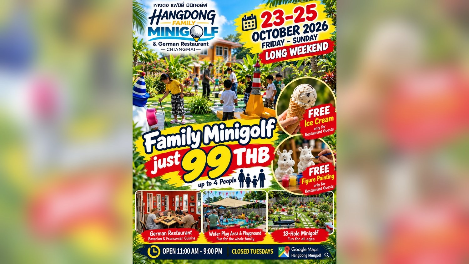 Long Weekend Family Fun at Hangdong Family Minigolf & German Restaurant – 23–25 October 2026