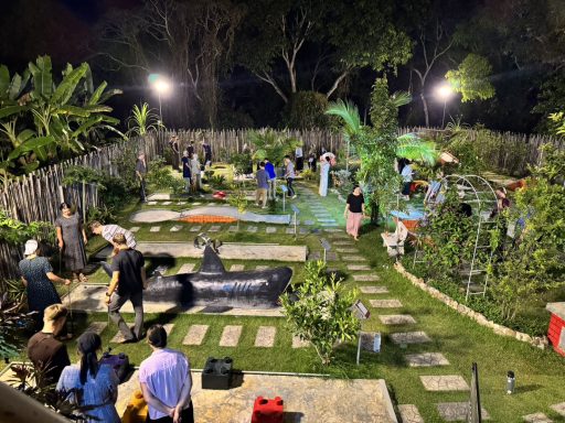 Mini golf at night in Chiang Mai Hangdong Minigolf German Restaurant with lights