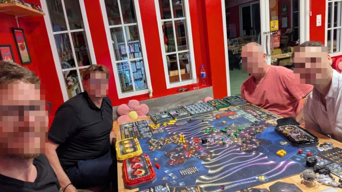 Board game group at Hangdong Minigolf Chiang Mai German Restaurant strategy games