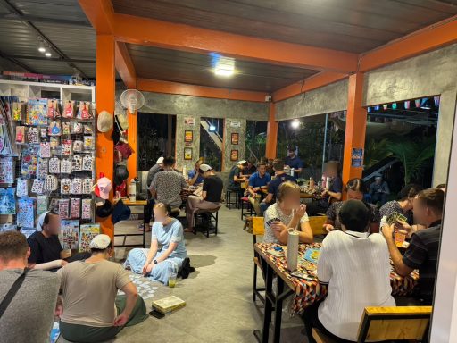 Busy evening at Hangdong Minigolf Chiang Mai German Restaurant with guests dining and playing